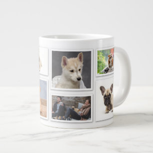 Add your own photos, 8 photo collage template large coffee mug