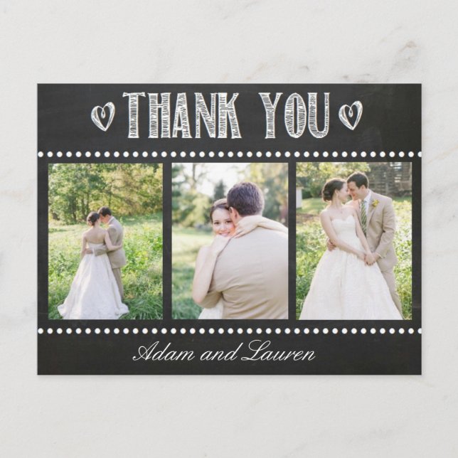 Add Your Own Photos Chalkboard Thank You Postcard (Front)