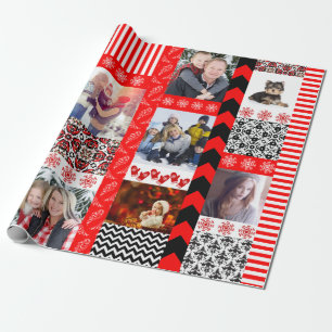 Add Your Own Photos Christmas Patchwork Montage Wrapping Paper