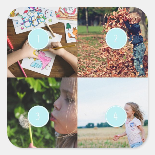 Add Your Own Photos Customisable 4 images Sticker (Front)