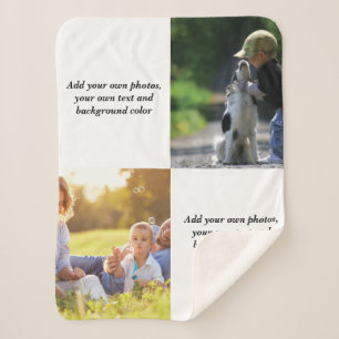 Add your own photos, text and background throw pi