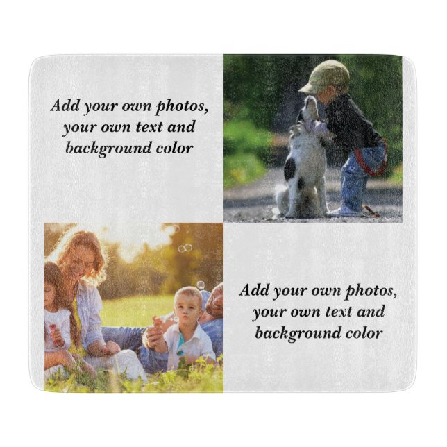 Add your own photos, text and  background throw pi cutting board (Front)