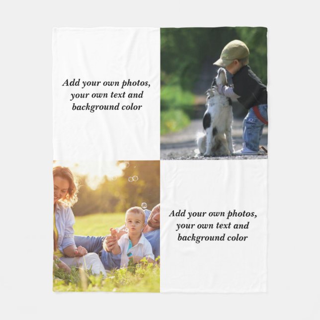 Add your own photos, text and  background throw pi fleece blanket (Front)