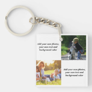 Add your own photos, text and  background throw pi key ring