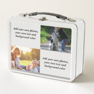 Add your own photos, text and background throw pi metal lunch box
