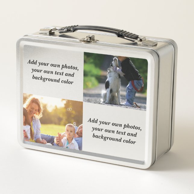 Add your own photos, text and  background throw pi metal lunch box (Front)