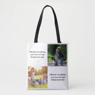 Add your own photos, text and background throw pi tote bag