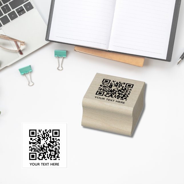 Add your own QR Code Minimal Simple business Rubber Stamp (Add your own QR Code text Scan Minimal Simple Rubber Stamp
)