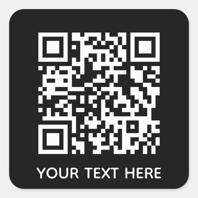 Add your own QR Code text Scan menu link Square Sticker (Front)