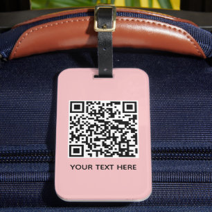 Add your own QR Code text Scan Minimal Pink Luggage Tag