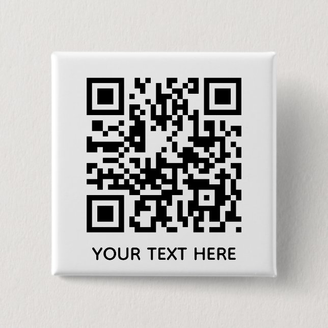 Add your own QR Code text Scan Minimal Simple lost 15 Cm Square Badge (Front)