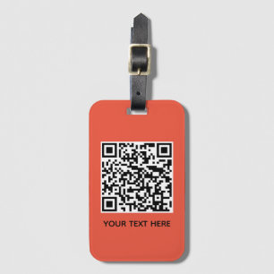 Add your own QR Code text Scan Minimal Simple Luggage Tag