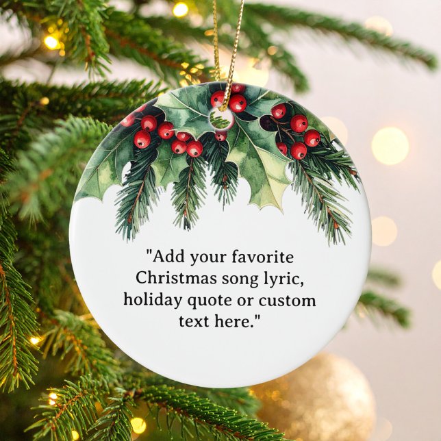 Add Your Own Quote Christmas Botanical Floral Ceramic Tree Decoration (Creator Uploaded)