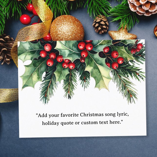 Add Your Own Quote Christmas Botanical Floral Holiday Postcard (Creator Uploaded)