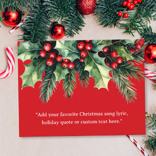 Add Your Own Quote Christmas Botanical Floral Holiday Postcard