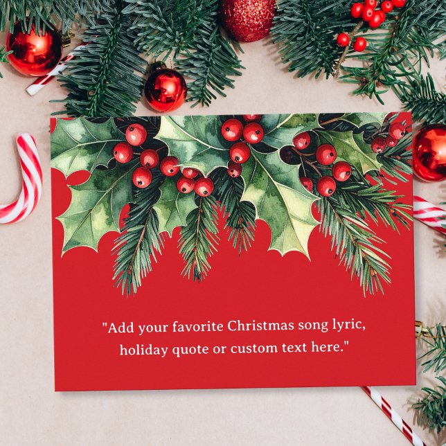 Add Your Own Quote Christmas Botanical Floral Holiday Postcard (Creator Uploaded)