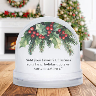 Add Your Own Quote Christmas Botanical Floral Snowglobe