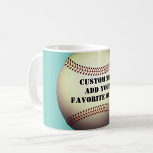 add your own quote custom baseball on blue coffee mug