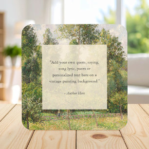 Add Your Own Quote Vintage Landscape Painting Coaster