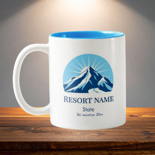 Add your own Resort name winter ski resort Two-Tone Coffee Mug