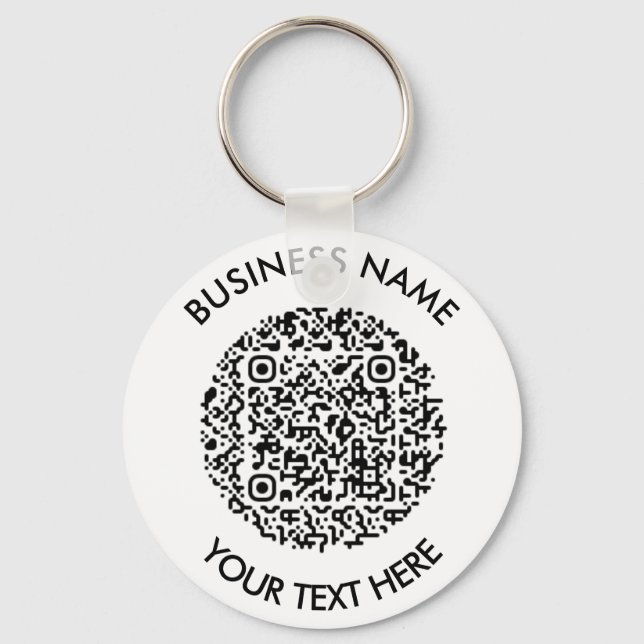Add your own round QR Code Scan Minimal Simple  Key Ring (Front)