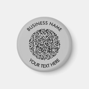 Add your own round QR Code Scan Minimal Simple  Ma Magnet