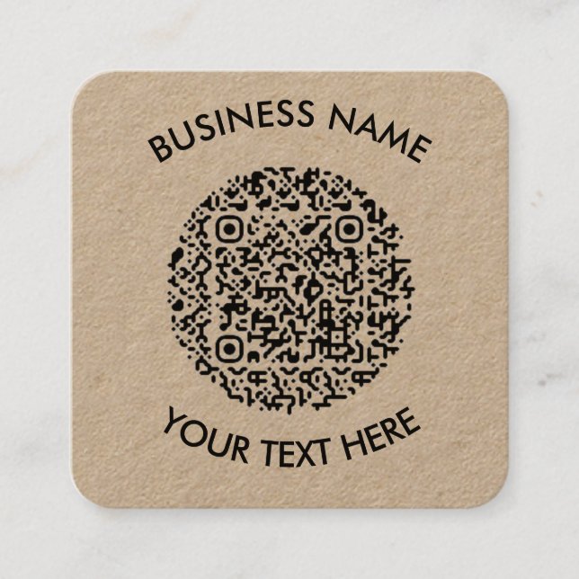 Add your own round QR Code Scan Minimal Simple Square Business Card (Front)