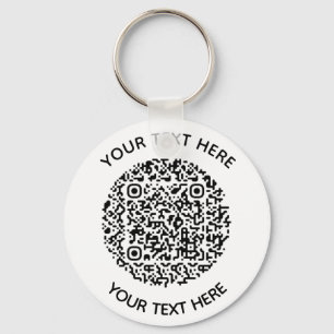 Add your own round QR Code text Scan Minimal Key Ring