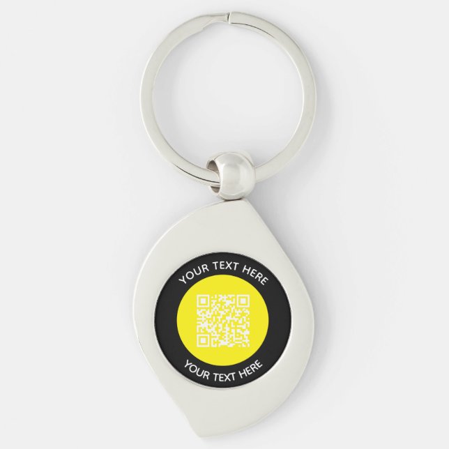 Add your own round QR Code text Scan Minimal  Key Ring (Front)