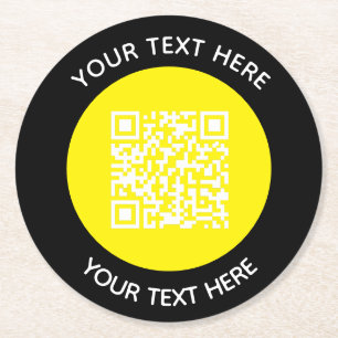 Add your own round QR Code text Scan Minimal  Round Paper Coaster