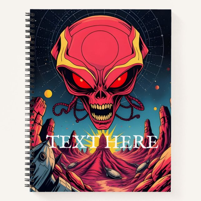 ADD YOUR OWN TEXT alien invasion  Notebook (Front)