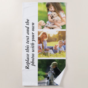 Add your own text and pics beach towel