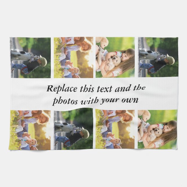 Add your own text and pics  tea towel (Horizontal)