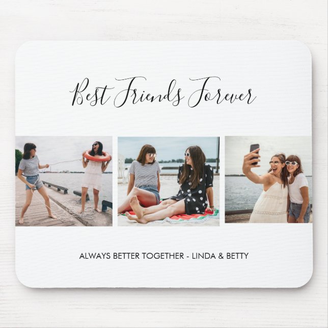 Add Your Own Text Custom 3 Photo Collage Mousepad (Front)