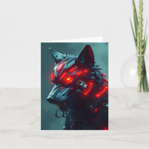 ADD YOUR OWN TEXT Cyborg Wolf Card