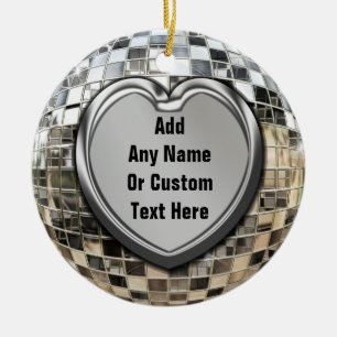 Add Your Own Text Disco Mirrorball Ornament