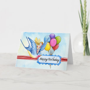 Add Your Own Text: Fairy and Bird Card
