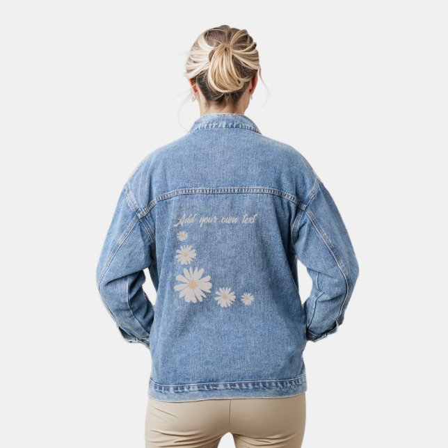 Add your own text flower Personalised Denim Jacket (Model)