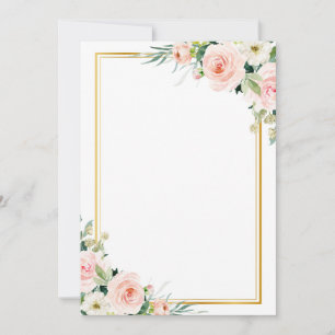 add your own text gold frame blush floral wedding invitation