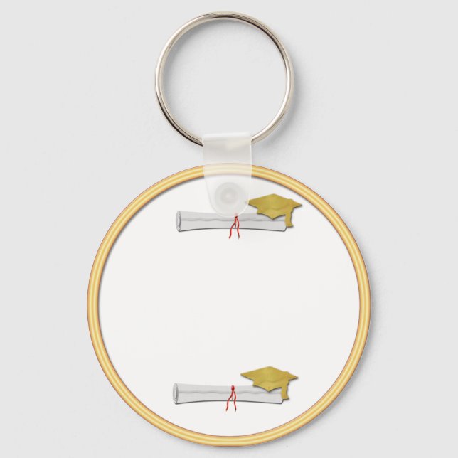 Add Your Own Text Gold Graduation Keychain (Front)