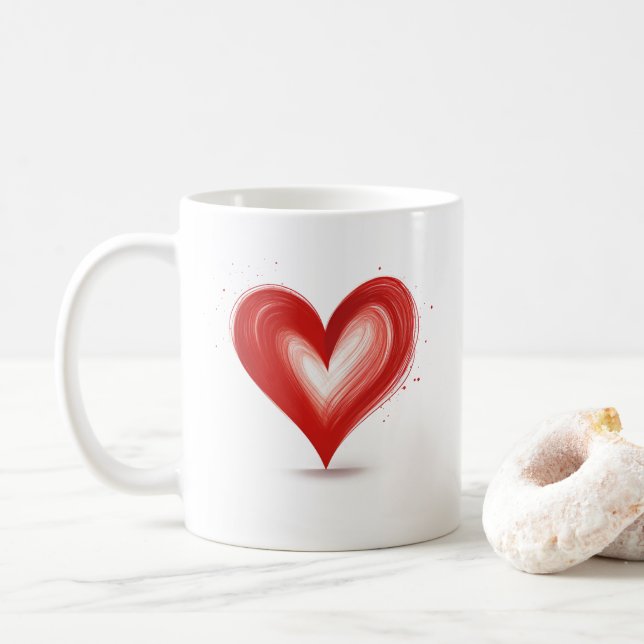 Add Your Own Text, Heart, Customisable Coffee Mug (With Donut)