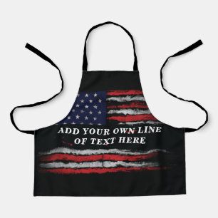 Add your own text on grunge American flag Apron