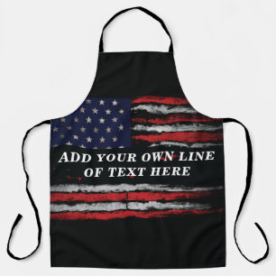 Add your own text on grunge American flag Apron