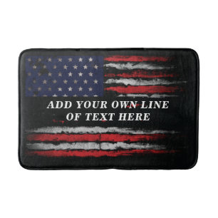 Add your own text on grunge American flag Bath Mat