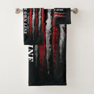 Add your own text on grunge American flag Bath Towel Set