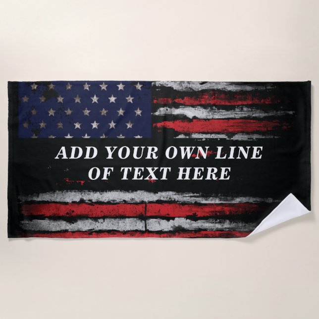 Add your own text on grunge American flag Beach Towel (Front)