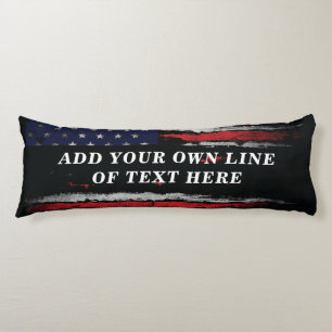 Add your own text on grunge American flag Body Cushion