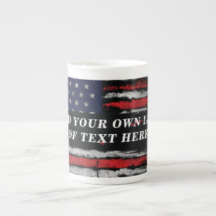 Add your own text on grunge American flag Bone China Mug