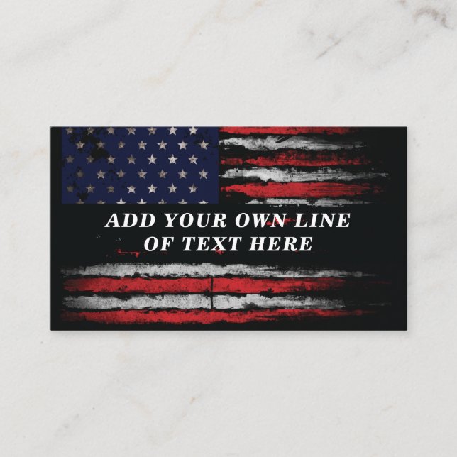 Add your own text on grunge American flag  Business Card (Front)