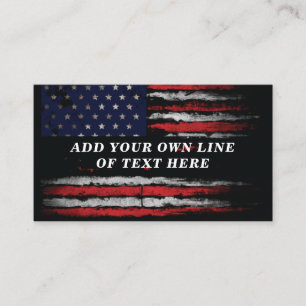 Add your own text on grunge American flag Calling Card